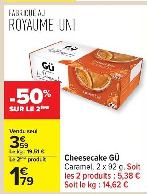 Cheesecake GÜ Caramel, 2 x 92 g