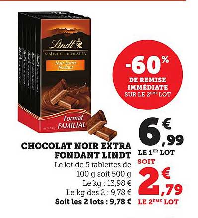CHOCOLAT NOIR EXTRA FONDANT LINDT