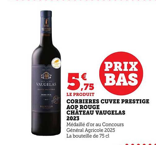 CORBIERES CUVEE PRESTIGE AOP ROUGE CHÂTEAU VAUGELAS 2023