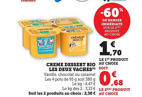CRÈME DESSERT BIO LES DEUX VACHES