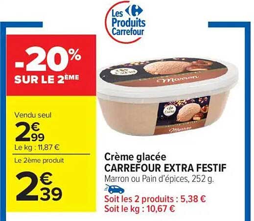 Crème glacée CARREFOUR EXTRA FESTIF