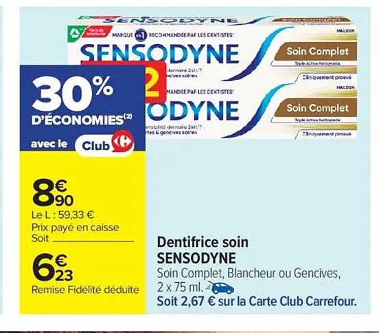 Dentifrice soin SENSODYNE