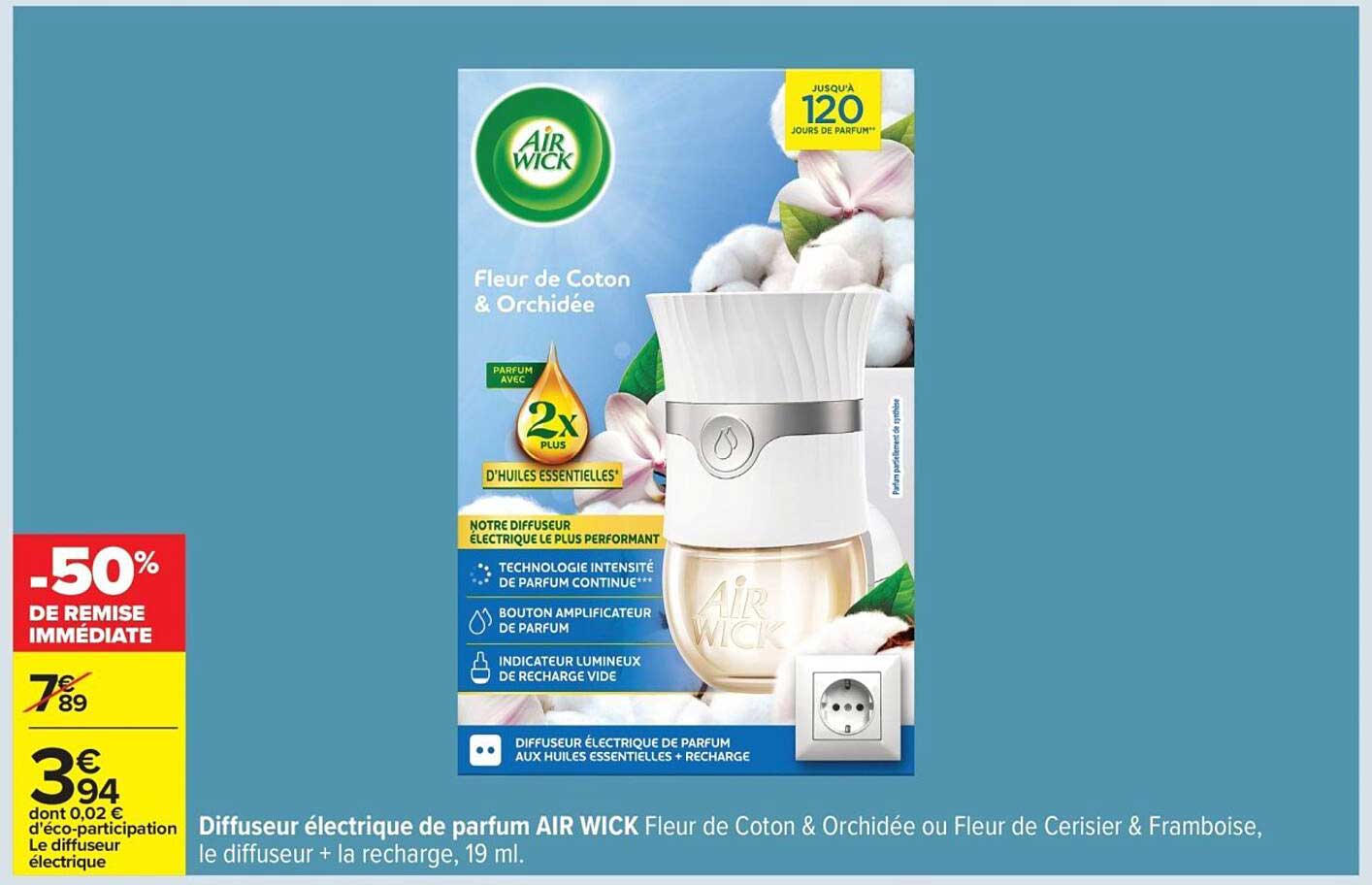 Diffuseur électrique de parfum AIR WICK Fleur de Coton & Orchidée