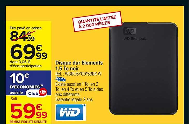 Disque dur Elements 1.5 To noir