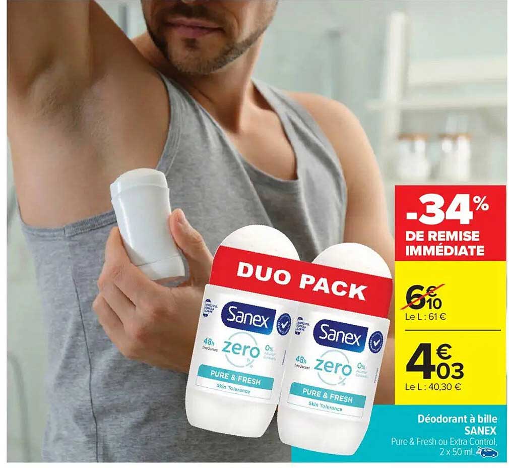 Duo Pack Sanex Pure & Fresh Déodorant à bille