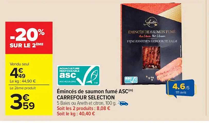 Émincés de saumon fumé ASC(m) CARREFOUR SELECTION