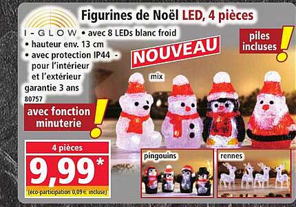 Figurines de Noël LED, 4 pièces