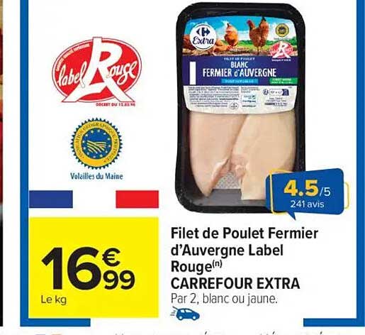 Filet de Poulet Fermier d'Auvergne Label Rouge
