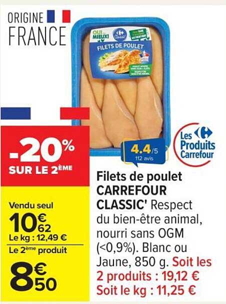 Filets de poulet CARREFOUR CLASSIC'