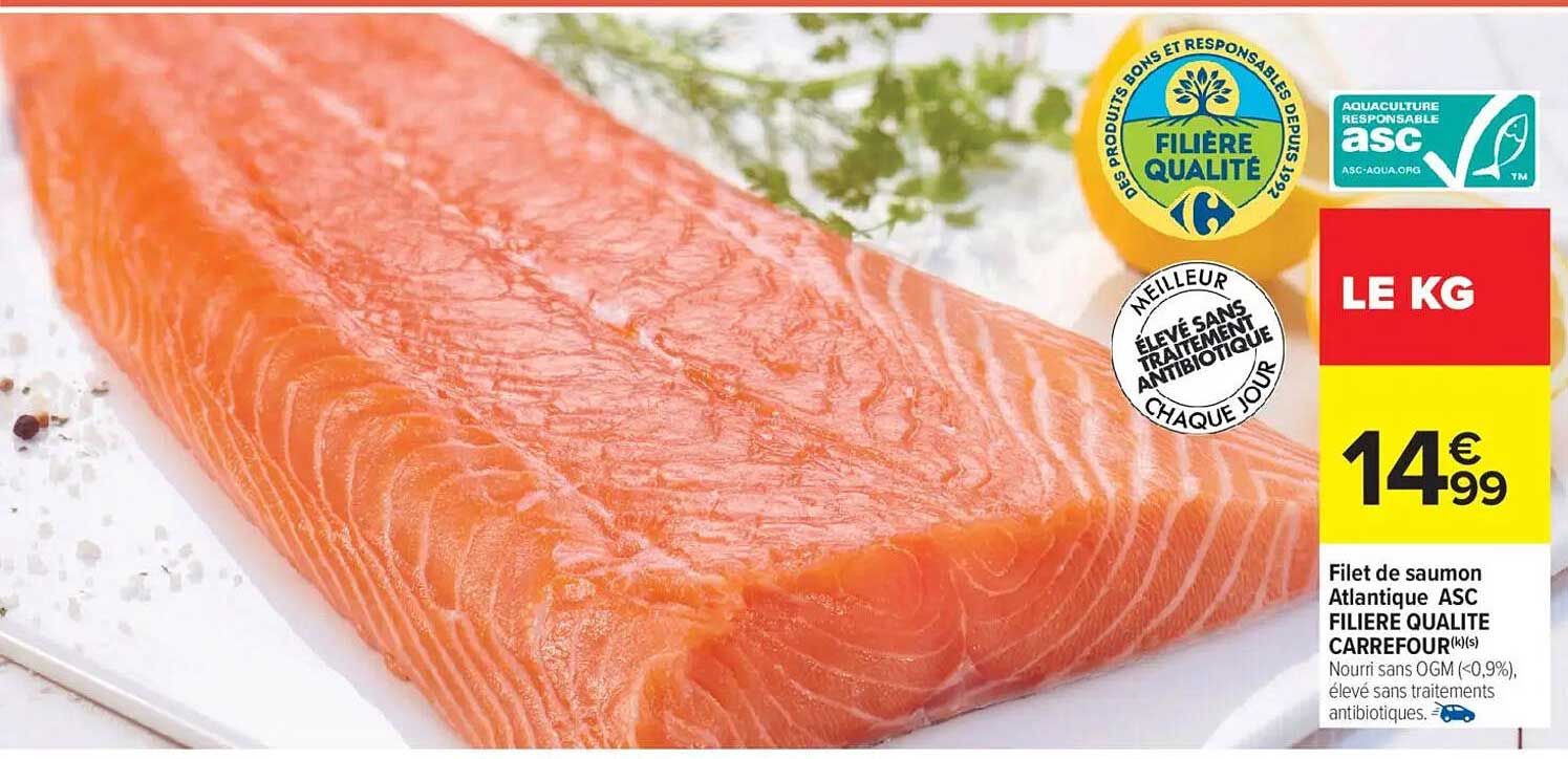 Fillet de saumon Atlantique ASC FILIERE QUALITE CARREFOUR