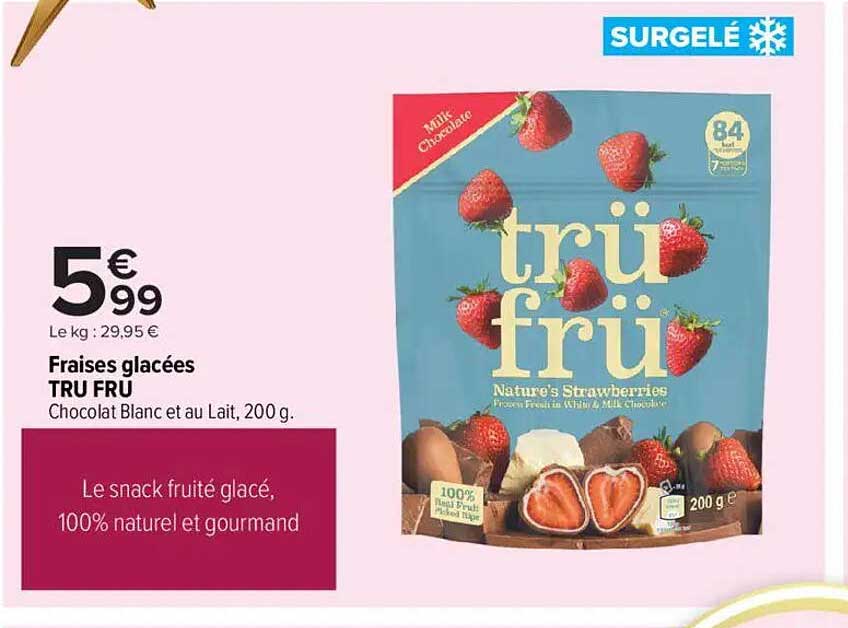 Fraises glacées TRU FRU - Chocolat Blanc et au Lait, 200 g
