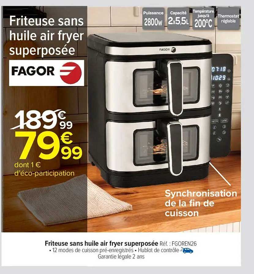 Friteuse sans huile air fryer superposée