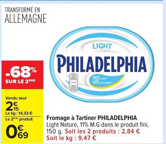 Fromage à Tartiner PHILADELPHIA Light Nature