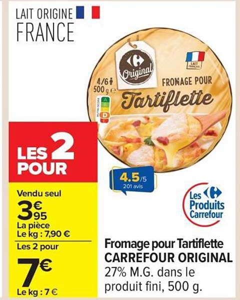 Fromage pour Tartiflette CARREFOUR ORIGINAL
