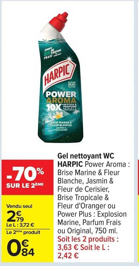 Gel nettoyant WC HARPIC Power Aroma : Brise Marine & Fleur Blanche, 750 ml