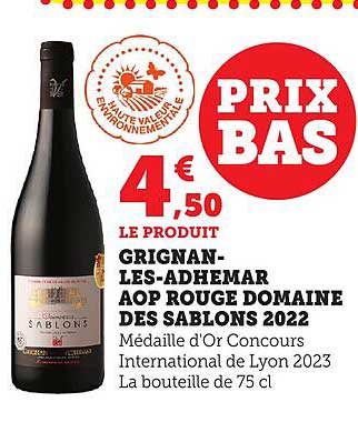 GRIGNAN-LES-ADHEMAR AOP ROUGE DOMAINE DES SABLONS 2022