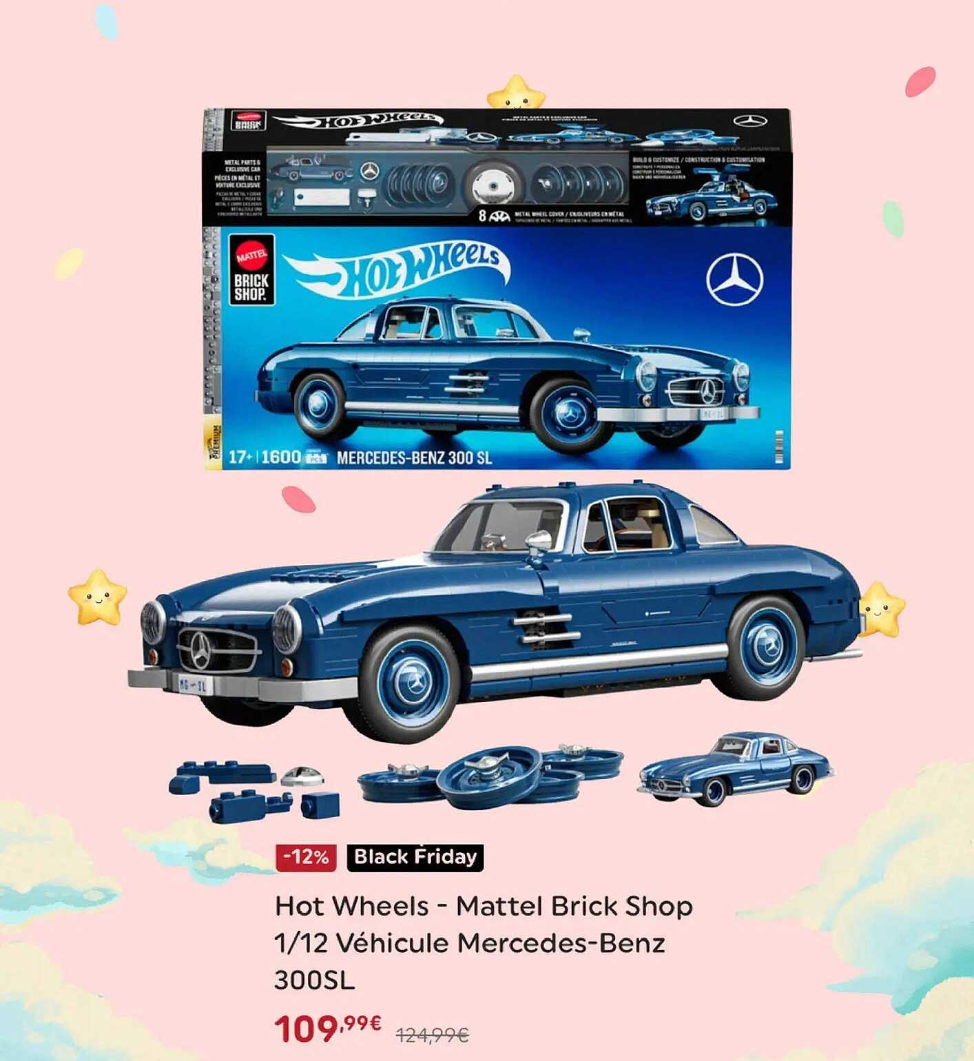 Hot Wheels - Mattel Brick Shop 1/12 Véhicule Mercedes-Benz 300SL