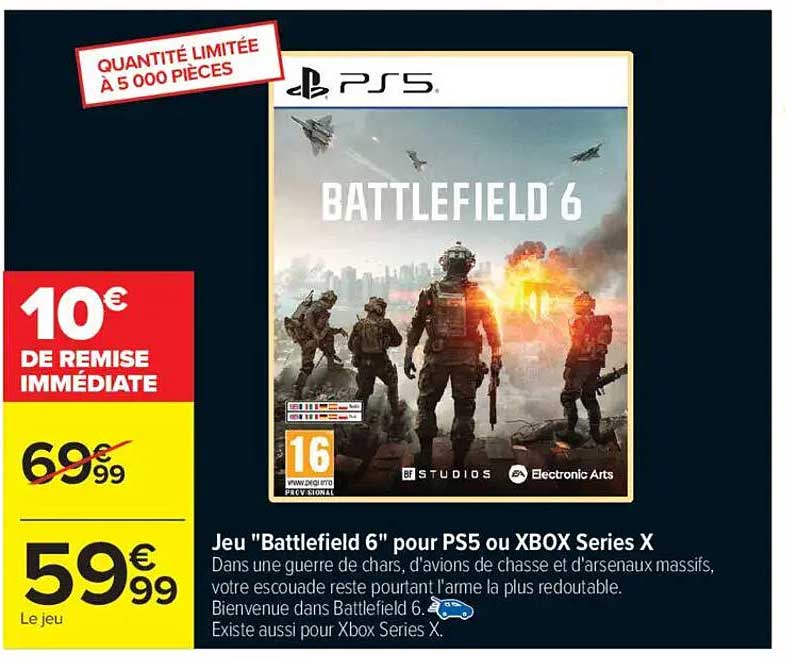 Jeu "Battlefield 6" pour PS5 ou XBOX Series X