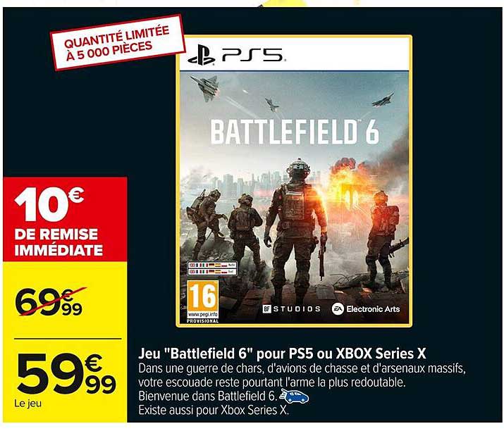 Jeu "Battlefield 6" pour PS5 ou XBOX Series X