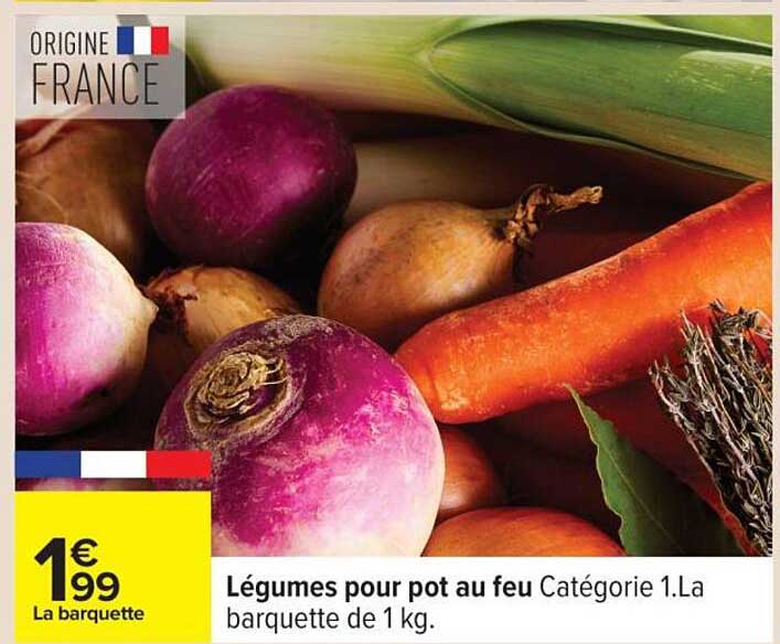 Légumes pour pot au feu Catégorie 1. La barquette de 1 kg.