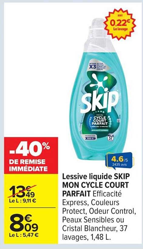 Lessive liquide SKIP MON CYCLE COURT PARFAIT