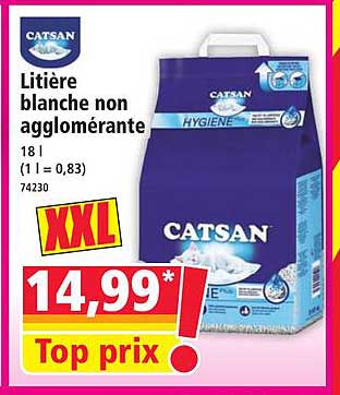 Litière blanche non agglomérante