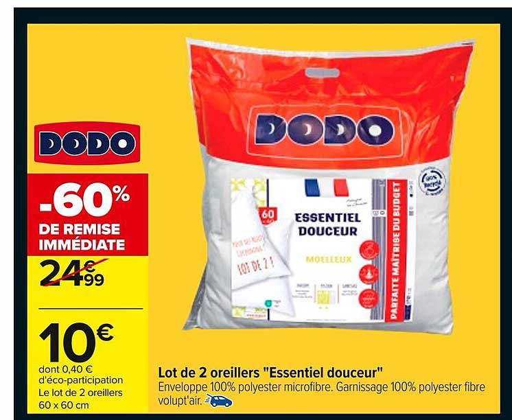 Lot de 2 oreillers "Essentiel douceur"