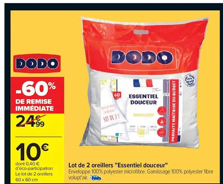 Lot de 2 oreillers "Essentiel douceur"