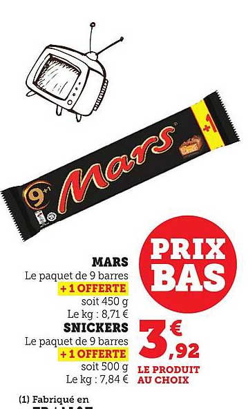 MARS - Le paquet de 9 barres +1 OFFERTE