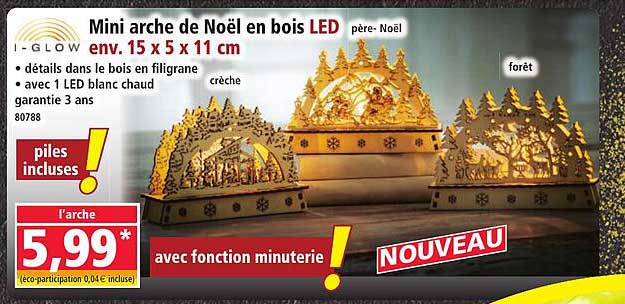 Mini arche de Noël en bois LED