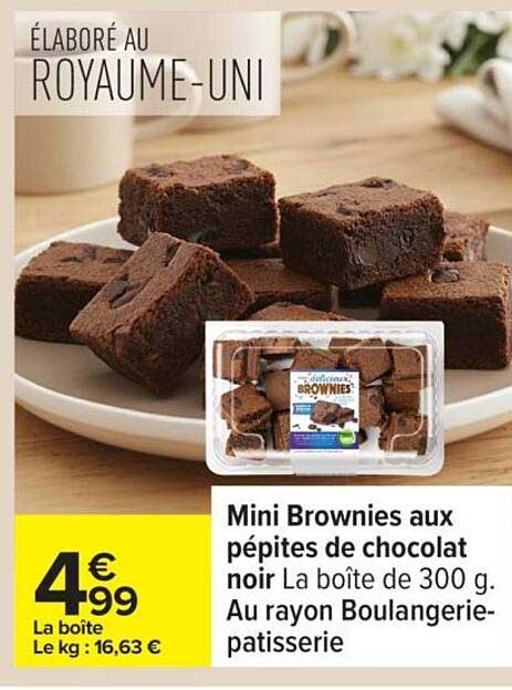 Mini Brownies aux pépites de chocolat noir