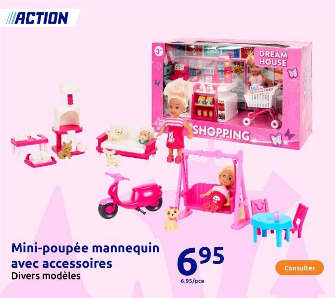 Mini-poupée mannequin avec accessoires