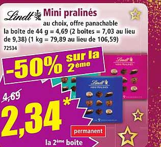 Mini pralinés Lindt au choix, offre panachable