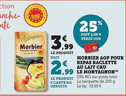 MORBIER AOP POUR REPAS RACLETTE AU LAIT CRU LE MONTAGNON