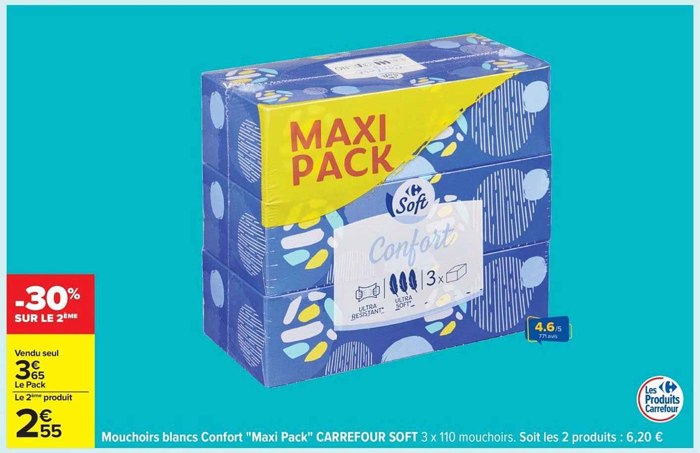 Mouchoirs blancs Confort "Maxi Pack"