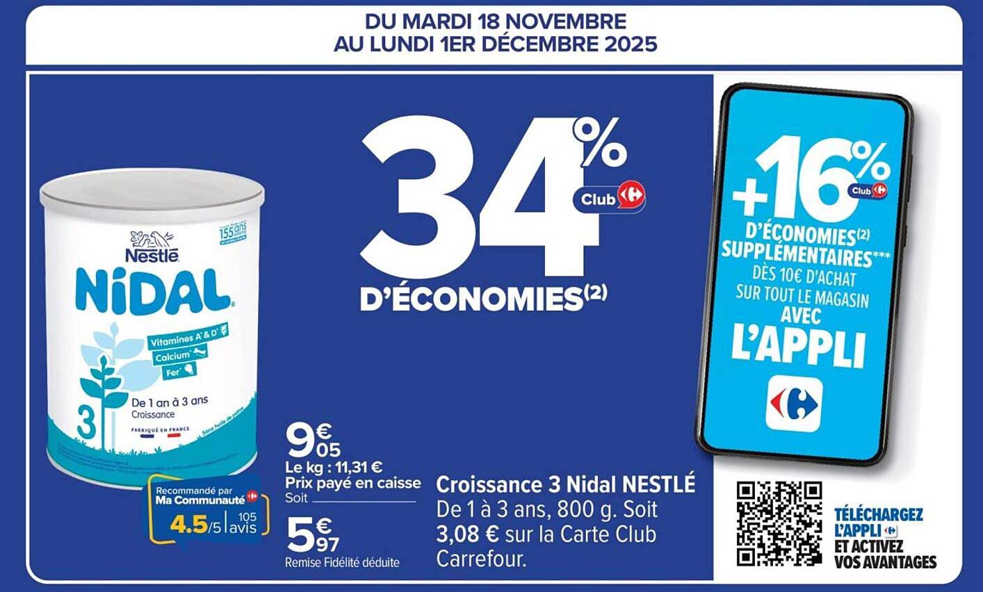 Nidal 3 Croissance NESTLÉ 800 g