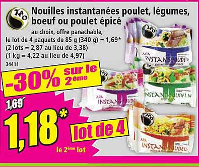 Nouilles instantanées poulet, légumes, boeuf ou poulet épicé
