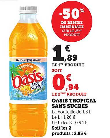 OASIS TROPICAL SANS SUCRES