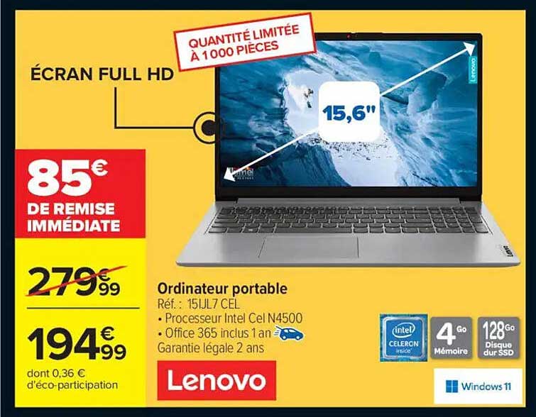 Ordinateur portable Lenovo - Écran FULL HD