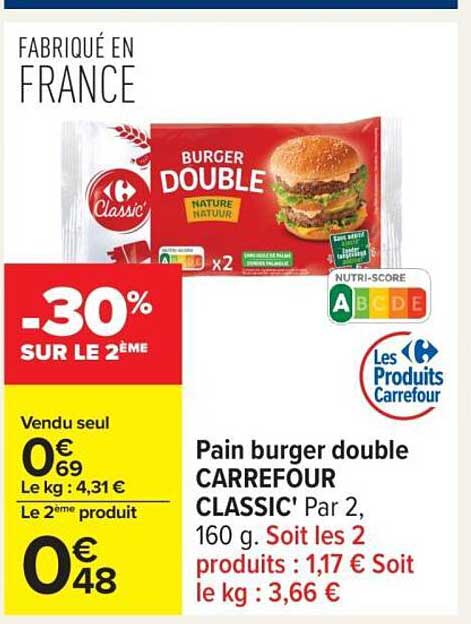 Pain burger double CARREFOUR CLASSIC' Par 2