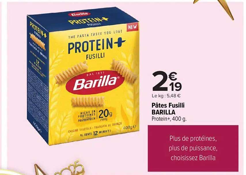 Pâtes Fusilli BARILLA Protein+, 400 g