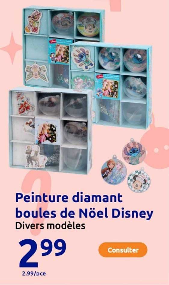 Peinture diamant boules de Noël Disney