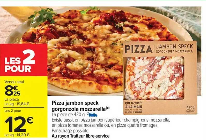 Pizza jambon speck gorgonzola mozzarella