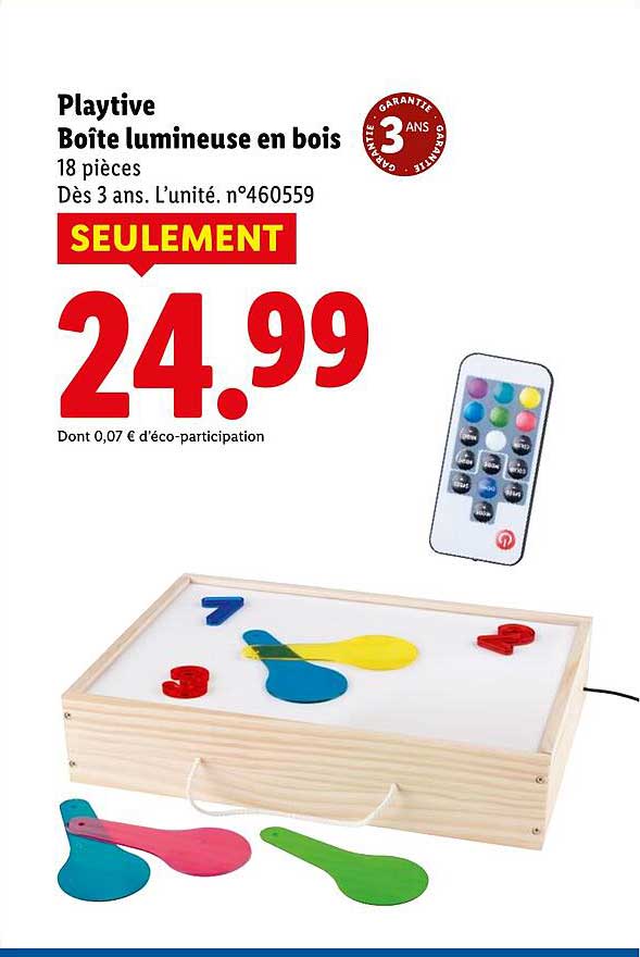 Playtive Boîte lumineuse en bois 18 pièces