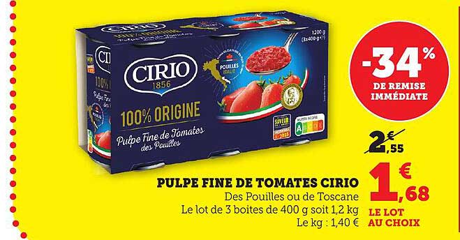 PULPE FINE DE TOMATES CIRIO