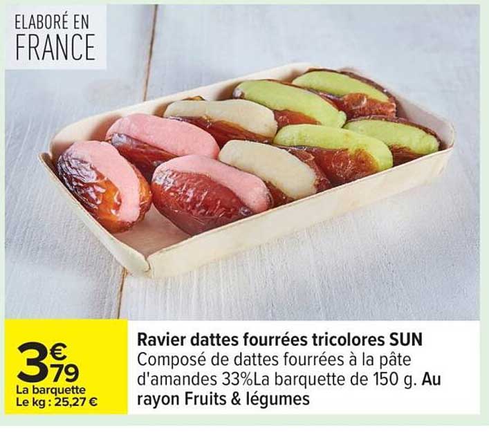 Ravier dattes fourrées tricolores SUN