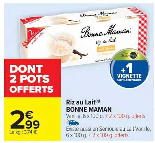 Riz au Lait Bonne Maman - 2 pots offerts