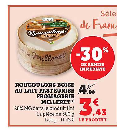 ROUCOULONS BOISE AU LAIT PASTEURISE FROMAGERIE MILLERET