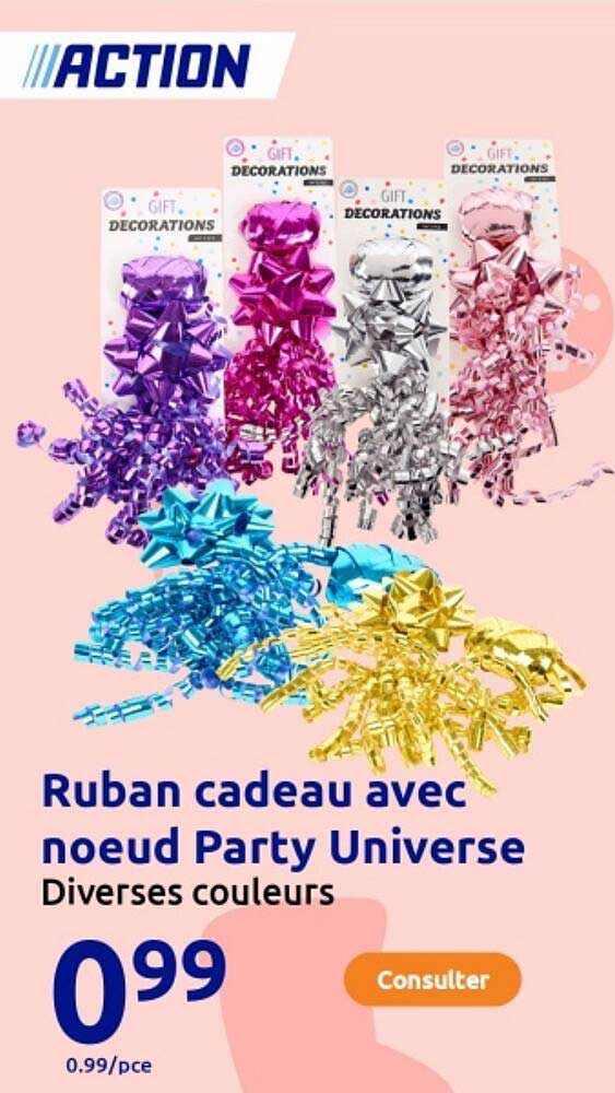 Ruban cadeau avec noeud Party Universe