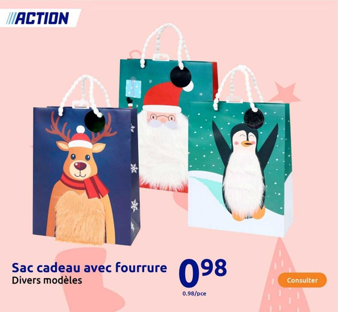 Sac cadeau avec fourrure